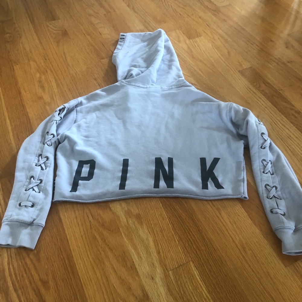 Pink cropped hoodie sweater